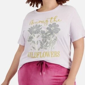 Love Tribe Light Purple Crew Neck T Shirt with Wildflowers  Graphic NWT Size 1X